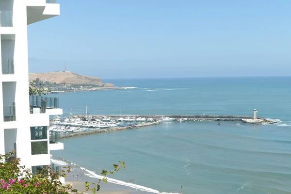 Bairro Barranco Vista Panorâmica Penhasco Para Parte Sul Baía Lima — Fotografia de Stock