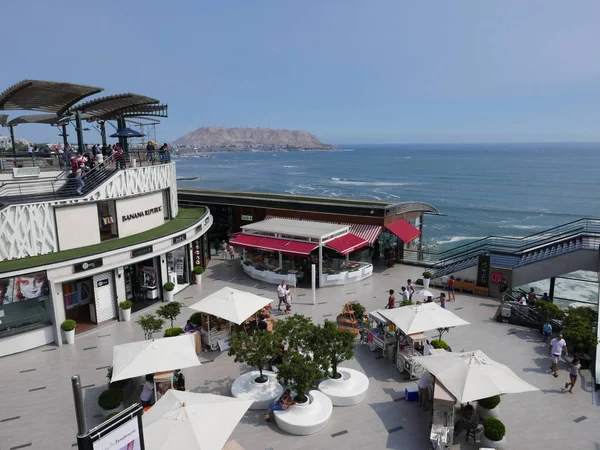 Scenic Aerial Day View Larcomar Shopping Mall Cliff Miraflores District — Stock Photo, Image