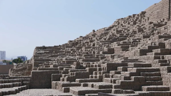 Huaca Pucllana Pyramide Vue Partielle Avec Briques Marches Verticales Adobe — Photo