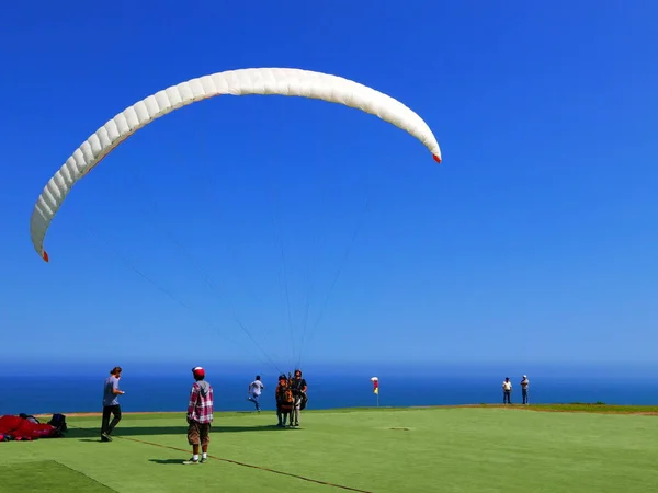 Lima Peru May 2016 Pilot Engine Paraglider Preparing Jump Fly — Stock Photo, Image