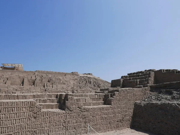 Huaca Pucllana Secteur Administratif Sur Côté Pyramide Avec Des Murs — Photo