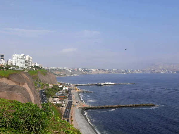 Vista Aérea Sur Bahía Lima Desde Parque Faro Marina Ubicado — Foto de Stock