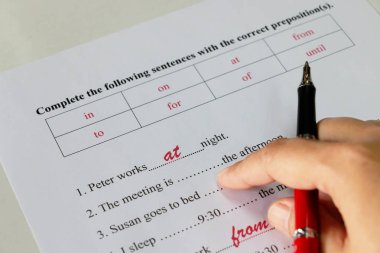 Tabloda İngilizce testi