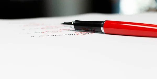 Proofreading Paper Red Mark Errors Table Copy Space — Stock Photo, Image