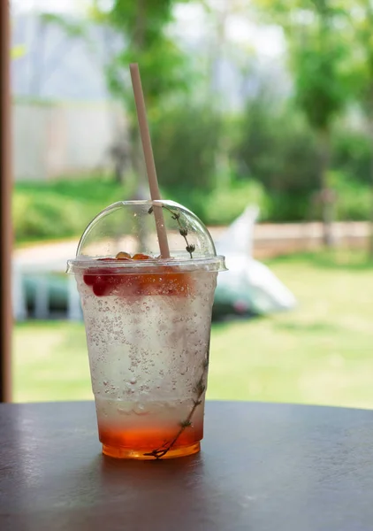 Glass Cold Italian Soda Table Summer Refreshment — Stock Photo, Image