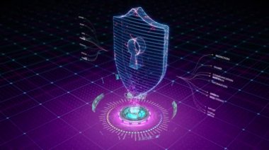 Parçacıklar holografik anahtar deliği ile kalkan içinde şeklindebir. Veri güvenliği ile kullanılmak üzere harika animasyon medya ile ilgili.
