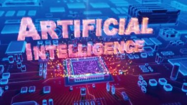 Mikroişlemci elektronik devre kartı üzerinde çıkan holografik 