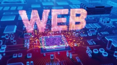 Mikroişlemci elektronik devre kartı üzerinde çıkan holografik 