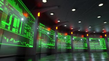 Düşük açılı atış holografik ekranlar göstermek gerçek zamanlı borsa veri blockchain, Monero, Bitcoin, Litecoin, Ethereum gibi kripto para birimleri dayalı.