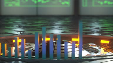 Yıldız lümen kripto para birimi simgesi yüksek teknoloji odası dijital veri monitörlerine tam ortasında duruyor. Büyük dijital kripto para ve blockchain ilgili kavramları için.