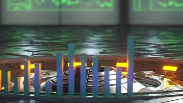 Animação Abstrata Ícone Holográfico Guarda Chuva Que Aparece Meio Sala — Vídeo de Stock