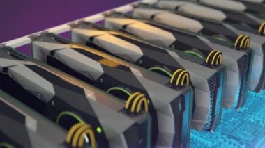 Sorunsuz bir şekilde animasyon (Bitcoin, Ethereum, vb) Gpu veya ASIC donanımda madencilik kripto para biriminin döngü.