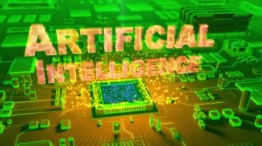 Mikroişlemci elektronik devre kartı üzerinde çıkan holografik 