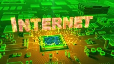 Mikroişlemci elektronik devre kartı üzerinde çıkan holografik 