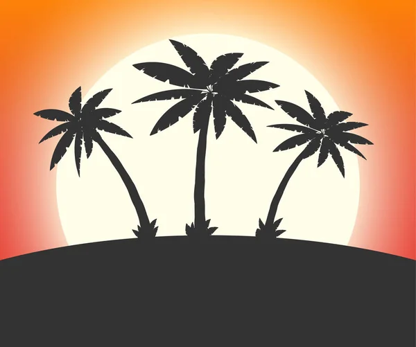 Силуэт пальмы на пляже . — стоковый вектор