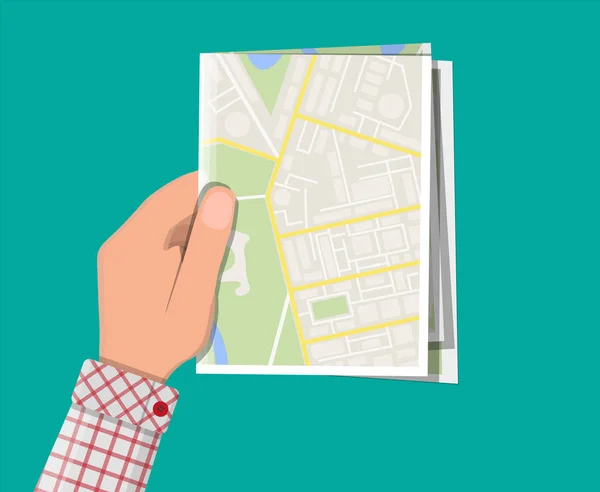 Carte de ville en papier plié à la main — Image vectorielle