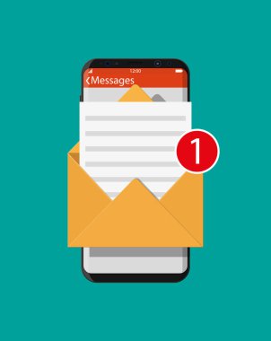 Kağıt zarf mektup smartphone içinde