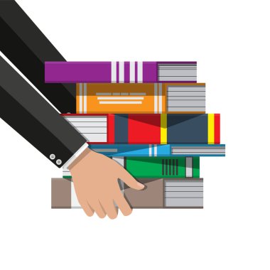 Yığın kitap elinde