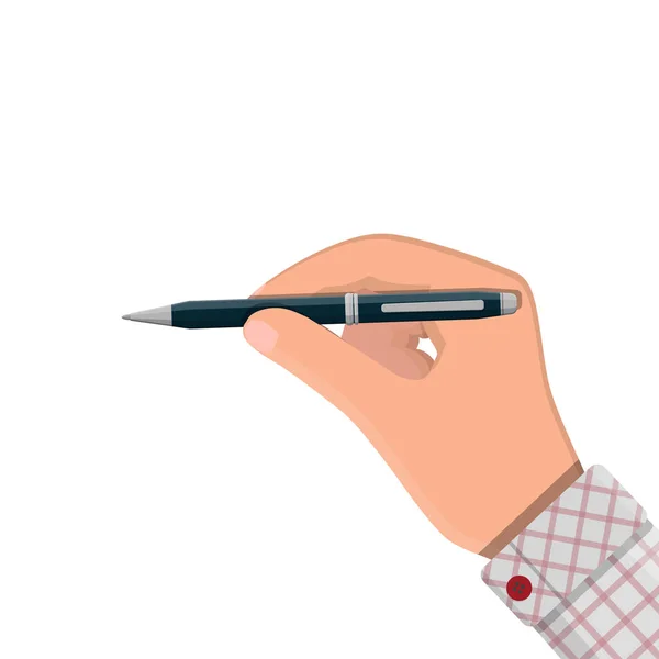 Detailed classic ballpoint pen in hand. — Stock Vector