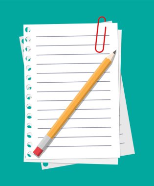 Ataş, kalem asılı boş kağıt sayfası