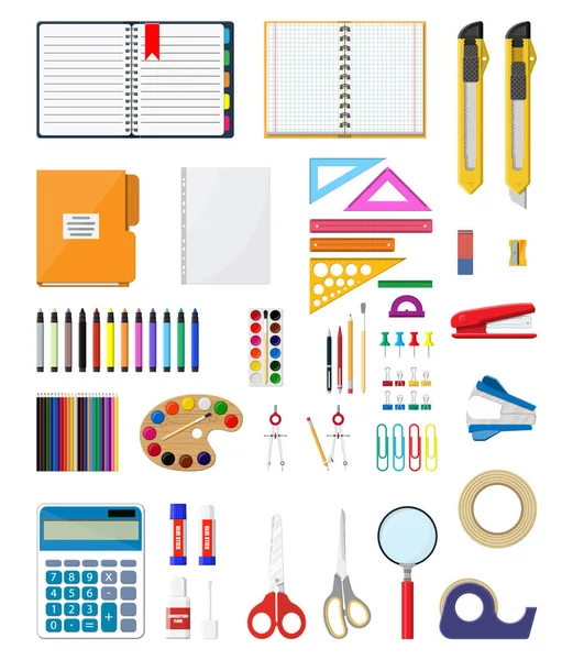 Stationery set icons. — Stock Vector