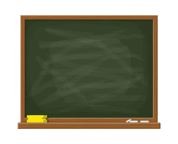 Empty green chalkboard with wooden frame. — Stock Vector