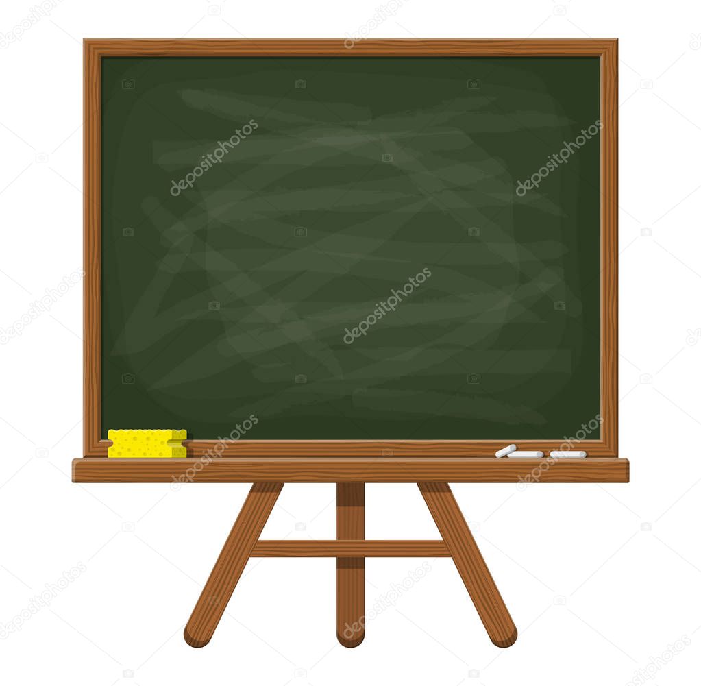 Empty green chalkboard with wooden frame.