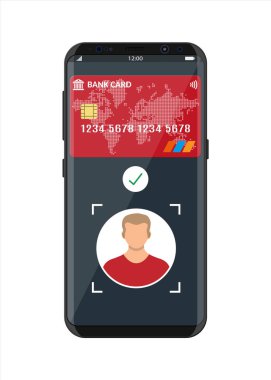 Yüz tanıma kullanarak ödeme uygulaması ile Smartphone