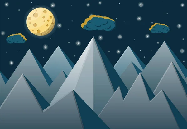 Paysage spatial avec montagnes et pleine lune . — Image vectorielle