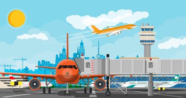 Plane before takeoff clipart