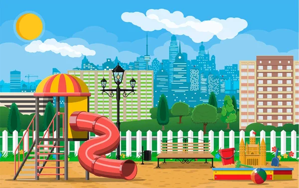 Kids playground kindergarten panorama — Stock Vector
