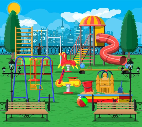 Dzieci plac zabaw przedszkole panorama — Wektor stockowy