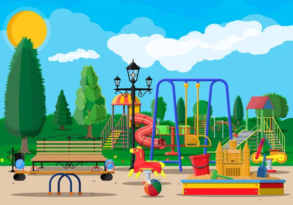 Dzieci plac zabaw przedszkole panorama — Wektor stockowy