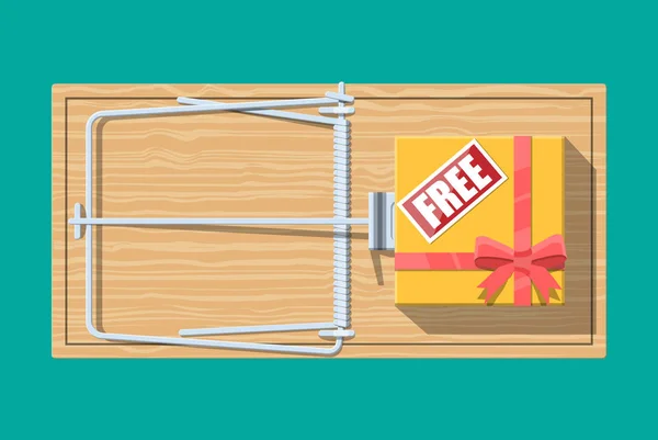 木制鼠标陷阱与礼品盒免费标志 — 图库矢量图片