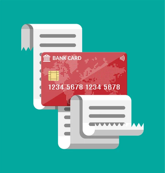 Papier ontvangst en en credit card. — Stockvector