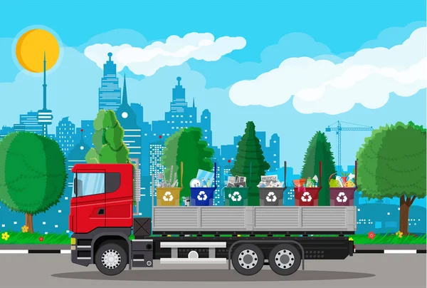 Ulaşım çöp kamyonu. — Stok Vektör