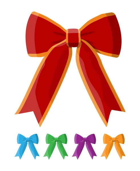 Set of bow with ribbon. — Stock Vector