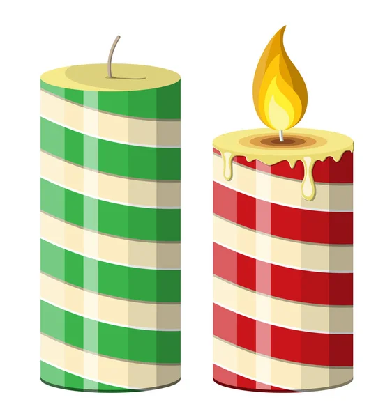 Striped christmas candle. — Stock Vector