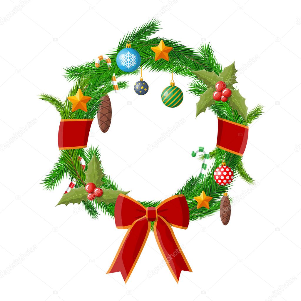 Christmas wreath. Fir evergreen wreath