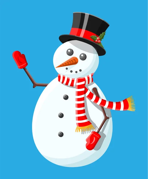 Branco Natal boneco de neve — Vetor de Stock