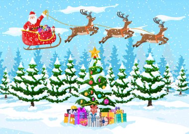 Noel ağacı Noel Baba Ren geyiği kızak ile