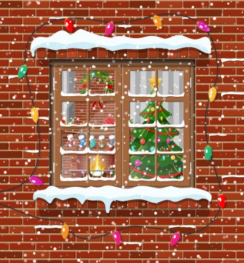 Duvarında Noel pencere.