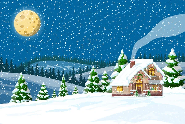 Casa suburbana cubierta de nieve. — Archivo Imágenes Vectoriales
