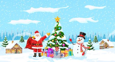 Noel arka plan ile orman