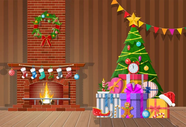 Navidad interior de la habitación — Vector de stock