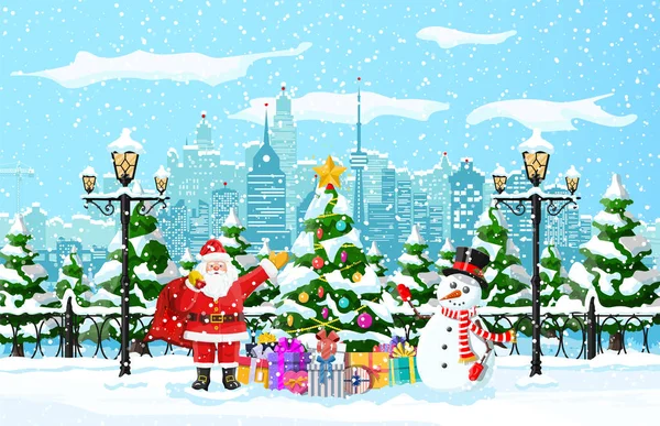 Christmas winter cityscape — Stock Vector