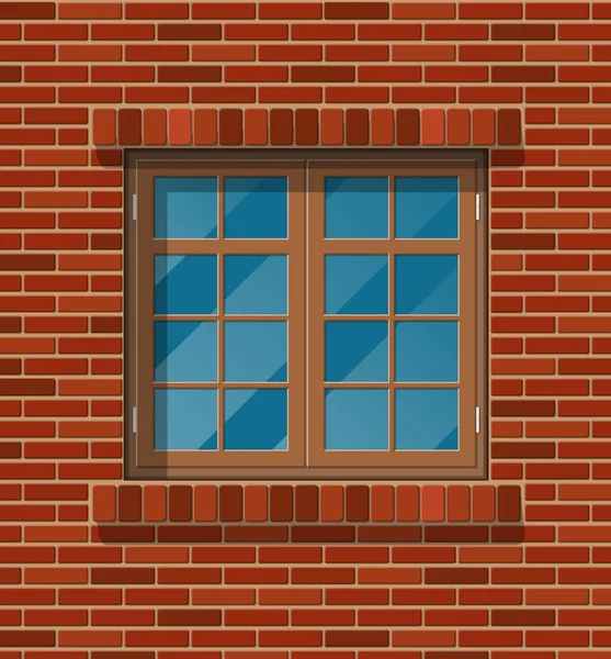 Hausfassade. klassisches Fenster in Ziegelmauer. — Stockvektor