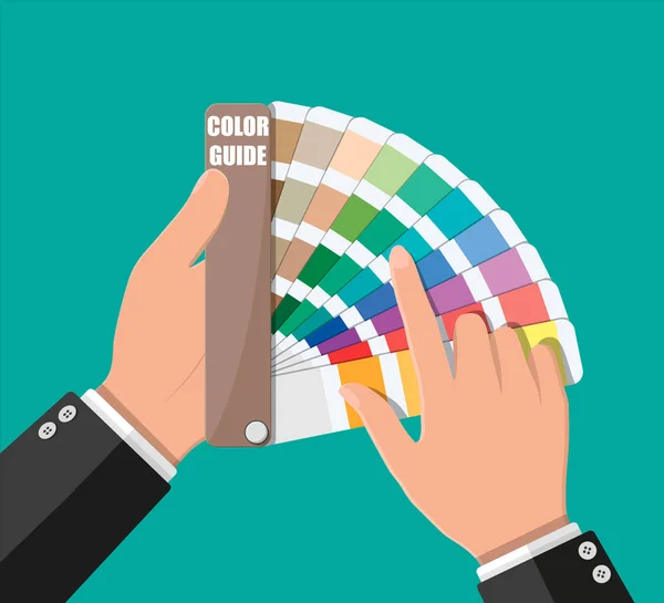 Χρωματολόγιο. Χρώμα παλέτα οδηγό στο χέρι — Διανυσματικό Αρχείο