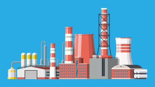 Βιομηχανικό εργοστάσιο, εργοστάσιο παραγωγής ηλεκτρικής ενέργειας. — Διανυσματικό Αρχείο
