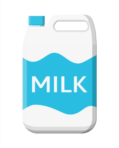 Frasco de plástico com leite isolado sobre branco . — Vetor de Stock